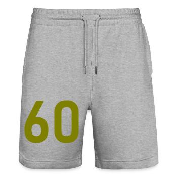 60. 60 JAHRE. 60-JÄHRIGES JUBILÄUM. 60. GEBURTSTAG. - Stanley/Stella Unisex Bio Joggingshorts Trainer  - Grau meliert - Vorne - Nik (191cm) & Marisol (170cm)