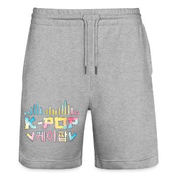 K Pop Korean 케이팝 - Stanley/Stella Unisex Bio Joggingshorts Trainer  - Grau meliert - Vorne - Nik (191cm) & Marisol (170cm)