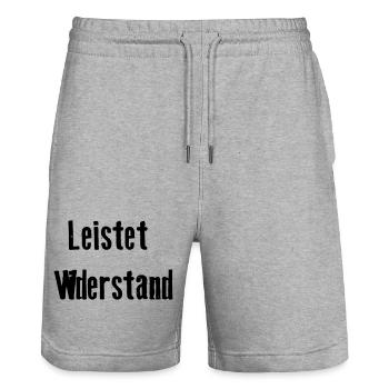 Leistet_wiederstand - Stanley/Stella Trainer Unisex Organic Jogging Shorts - heather grey - Front - Nik (191cm) & Marisol (170cm)