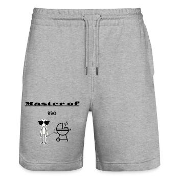 Maître du BBQ - Short de jogging bio TRAINER Stanley/Stella unisexe - gris chiné - Devant - Nik (191cm) & Marisol (170cm)