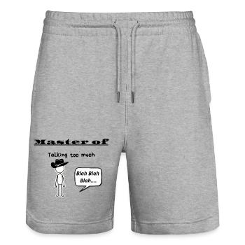 Maître de trop parler - Short de jogging bio TRAINER Stanley/Stella unisexe - gris chiné - Devant - Nik (191cm) & Marisol (170cm)
