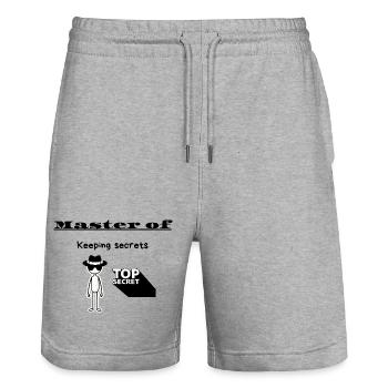 Master of Keeping secrets - Stanley/Stella Trainer Unisex Organic Jogging Shorts - heather grey - Front - Nik (191cm) & Marisol (170cm)