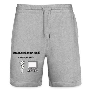 Master en informatique - Short de jogging bio TRAINER Stanley/Stella unisexe - gris chiné - Devant - Nik (191cm) & Marisol (170cm)