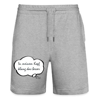 Ça sonnait mieux dans ma tête - Short de jogging bio TRAINER Stanley/Stella unisexe - gris chiné - Devant - Nik (191cm) & Marisol (170cm)