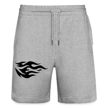 Flames of a fire - Stanley/Stella Trainer Unisex Organic Jogging Shorts - heather grey - Front - Nik (191cm) & Marisol (170cm)