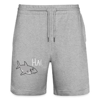 Hai. – Witziges Statement mit lustigem Hai - Stanley/Stella Unisex Bio Joggingshorts Trainer  - Grau meliert - Vorne - Nik (191cm) & Marisol (170cm)
