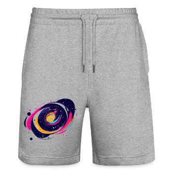 Color Swirl Galaxy Outer Space Pattern - Stanley/Stella Trainer Unisex Organic Jogging Shorts - heather grey - Front - Nik (191cm) & Marisol (170cm)