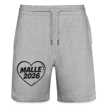 MALLE 2026 Party holiday in the heart - Stanley/Stella Trainer Unisex Organic Jogging Shorts - heather grey - Front - Nik (191cm) & Marisol (170cm)