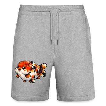 High Quality Calico Ranchu Goldfish - Stanley/Stella Unisex Bio Joggingshorts Trainer  - Grau meliert - Vorne - Nik (191cm) & Marisol (170cm)