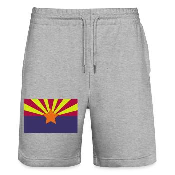 Arizona flag - Stanley/Stella Trainer Unisex Organic Jogging Shorts - heather grey - Front - Nik (191cm) & Marisol (170cm)