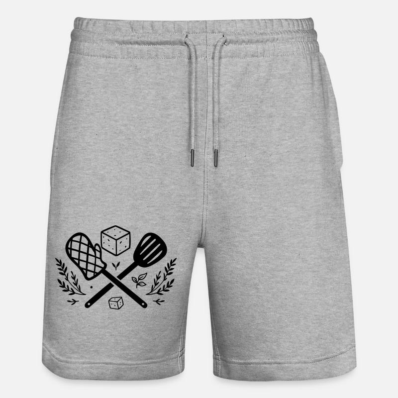 Vegan Grillen mit Tofu & Kräutern - Stanley/Stella Unisex Bio Joggingshorts Trainer - Grau meliert