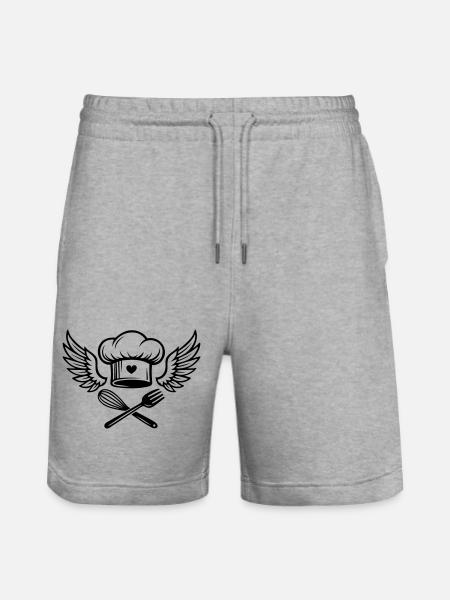 Chef's hat with heart and wings - Stanley/Stella Trainer Unisex Organic Jogging Shorts - heather grey