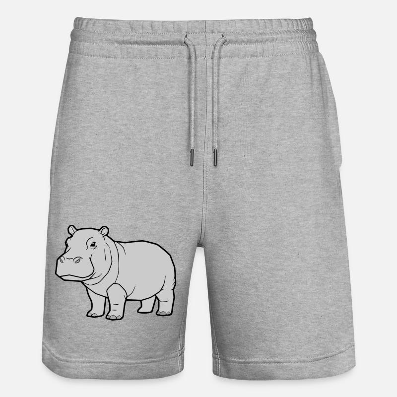 Nilpferd Stehend Comic Tier Zoo - Stanley/Stella Unisex Bio Joggingshorts Trainer  - Grau meliert