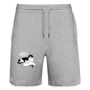 I'm not reading - Stanley/Stella Trainer Unisex Organic Jogging Shorts - heather grey - Front - Nik (191cm) & Marisol (170cm)