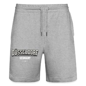 Dusseldorf Germany Block Font Logo - Stanley/Stella Trainer Unisex Organic Jogging Shorts - heather grey - Front - Nik (191cm) & Marisol (170cm)