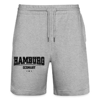 Hamburg Schriftzug Varsity - Stanley/Stella Unisex Bio Joggingshorts Trainer  - Grau meliert - Vorne - Nik (191cm) & Marisol (170cm)