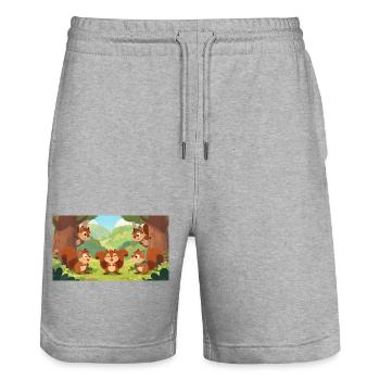 Eichhörnchenfreunde spielen Verstecken im Wald - Stanley/Stella Unisex Bio Joggingshorts Trainer  - Grau meliert - Vorne - Nik (191cm) & Marisol (170cm)