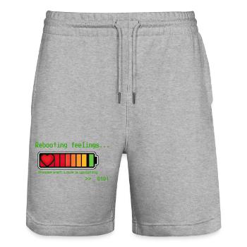 Rebooting feelings love updating geek t-shirt. - Stanley/Stella Trainer Unisex Organic Jogging Shorts - heather grey - Front - Nik (191cm) & Marisol (170cm)