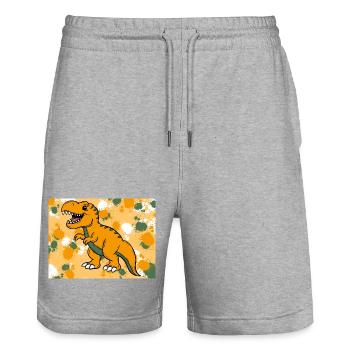 T-Rex Dino - Short de jogging bio TRAINER Stanley/Stella unisexe - gris chiné - Devant - Nik (191cm) & Marisol (170cm)