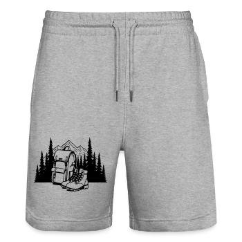 Absolute black, where it all begins - Stanley/Stella Trainer Unisex Organic Jogging Shorts - heather grey - Front - Nik (191cm) & Marisol (170cm)