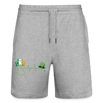 Kleeblatt Herzschlag Irish Med - Stanley/Stella Unisex Bio Joggingshorts Trainer  - Grau meliert - Vorne - Nik (191cm) & Marisol (170cm)