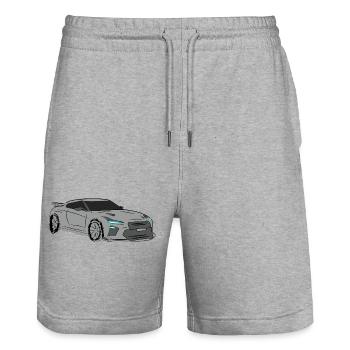Sports Car Silhouette Neon Highlights - Stanley/Stella Trainer Unisex Organic Jogging Shorts - heather grey - Front - Nik (191cm) & Marisol (170cm)