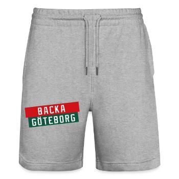 Backa Göteborg Diagonaltext - Short de jogging bio TRAINER Stanley/Stella unisexe - gris chiné - Devant - Nik (191cm) & Marisol (170cm)