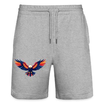 Colorful Eagle Flight Eagle Outstretched Wings Motif - Stanley/Stella Trainer Unisex Organic Jogging Shorts - heather grey - Front - Nik (191cm) & Marisol (170cm)