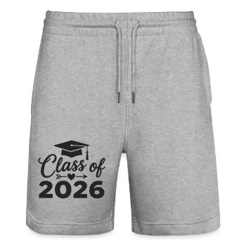 CLASS OF 2026 Graduates Graduation Studies - Stanley/Stella Trainer Unisex Organic Jogging Shorts - heather grey - Front - Nik (191cm) & Marisol (170cm)