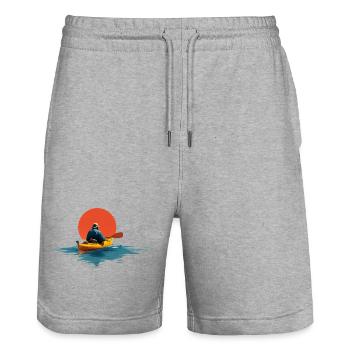 Paddler im Sonnenuntergang - Stanley/Stella Unisex Bio Joggingshorts Trainer  - Grau meliert - Vorne - Nik (191cm) & Marisol (170cm)