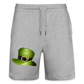 Haut-de-forme vert avec trèfle – Saint Patrick - Short de jogging bio TRAINER Stanley/Stella unisexe - gris chiné - Devant - Nik (191cm) & Marisol (170cm)