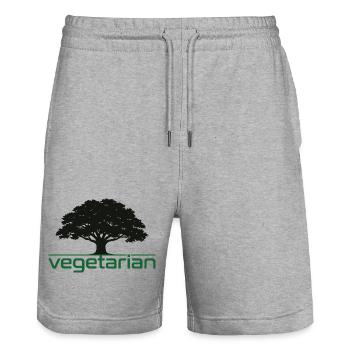 Vegetarian Oak – Nature & Durability Design - Stanley/Stella Trainer Unisex Organic Jogging Shorts - heather grey - Front - Nik (191cm) & Marisol (170cm)