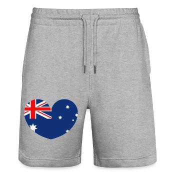 Australische Flagge mit Herz - Stanley/Stella Unisex Bio Joggingshorts Trainer  - Grau meliert - Vorne - Nik (191cm) & Marisol (170cm)