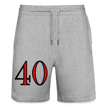 40. 40 ANS. 40e ANNIVERSAIRE. ANNIVERSAIRE 40 ANS. - Short de jogging bio TRAINER Stanley/Stella unisexe - gris chiné - Devant - Nik (191cm) & Marisol (170cm)