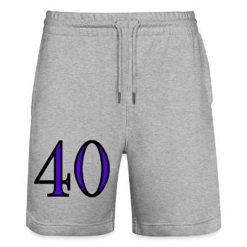 40. 40 ANS. 40e ANNIVERSAIRE. ANNIVERSAIRE 40 ANS. - Short de jogging bio TRAINER Stanley/Stella unisexe - gris chiné - Devant - Nik (191cm) & Marisol (170cm)