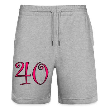 40. 40 ANS. 40e ANNIVERSAIRE. ANNIVERSAIRE 40 ANS. - Short de jogging bio TRAINER Stanley/Stella unisexe - gris chiné - Devant - Nik (191cm) & Marisol (170cm)