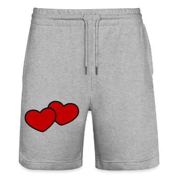 Herzen Paar Ehe - Stanley/Stella Unisex Bio Joggingshorts Trainer  - Grau meliert - Vorne - Nik (191cm) & Marisol (170cm)