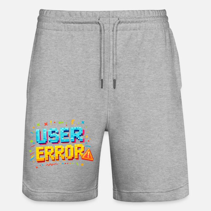 User Error Pixel Art - Stanley/Stella Trainer Unisex Organic Jogging Shorts - heather grey
