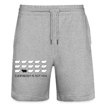 Everybody is Not You - Black Sheep Unique Quote - Stanley/Stella Trainer Unisex Organic Jogging Shorts - heather grey - Front - Nik (191cm) & Marisol (170cm)