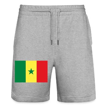 Senegal Flag GreenYellowRed - Stanley/Stella Trainer Unisex Organic Jogging Shorts - heather grey - Front - Nik (191cm) & Marisol (170cm)