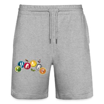Thank you - Stanley/Stella Trainer Unisex Organic Jogging Shorts - heather grey - Front - Nik (191cm) & Marisol (170cm)