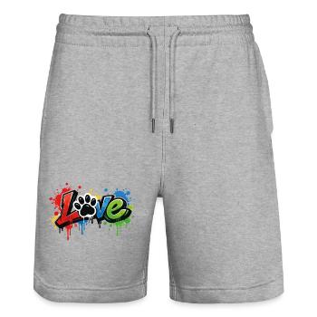 Love – Graffiti Schriftzug mit Hundepfote - Stanley/Stella Unisex Bio Joggingshorts Trainer  - Grau meliert - Vorne - Nik (191cm) & Marisol (170cm)