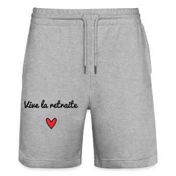 VIVE LA RETRAITE. RETRAITEE. COEUR. BONNE RETRAITE - Short de jogging bio TRAINER Stanley/Stella unisexe - gris chiné - Devant - Nik (191cm) & Marisol (170cm)