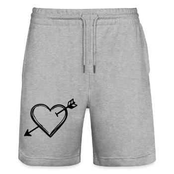 Herz Pfeil Symbol - Stanley/Stella Unisex Bio Joggingshorts Trainer  - Grau meliert - Vorne - Nik (191cm) & Marisol (170cm)