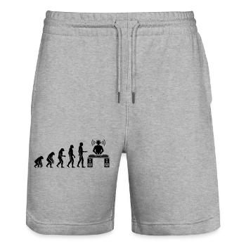 DJ Evolution From Human to Music Icon - Stanley/Stella Trainer Unisex Organic Jogging Shorts - heather grey - Front - Nik (191cm) & Marisol (170cm)