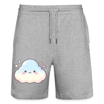 Pastel Cloud Kawaii Glow Kids Dream - Stanley/Stella Trainer Unisex Organic Jogging Shorts - heather grey - Front - Nik (191cm) & Marisol (170cm)