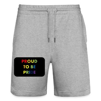 Proud to Be Pride Rainbow - Stanley/Stella Trainer Unisex Organic Jogging Shorts - heather grey - Front - Nik (191cm) & Marisol (170cm)