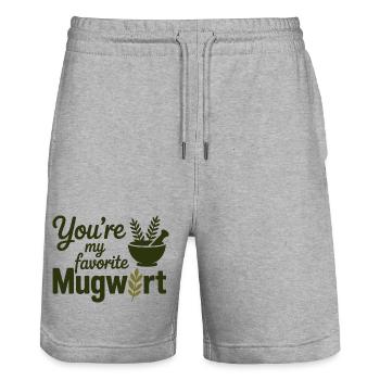 Herbalist Mugwort Specialist Professional Apparel  - Stanley/Stella Trainer Unisex Organic Jogging Shorts - heather grey - Front - Nik (191cm) & Marisol (170cm)