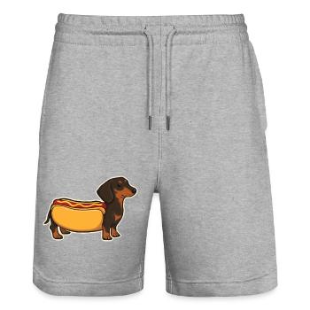 Süßer Dackel Hot-Dog-Brötchen-Aufkleber - Stanley/Stella Unisex Bio Joggingshorts Trainer  - Grau meliert - Vorne - Nik (191cm) & Marisol (170cm)
