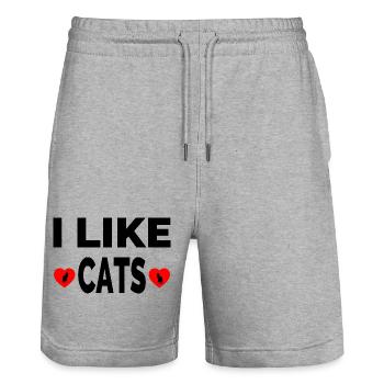 feline - Stanley/Stella Trainer Unisex Organic Jogging Shorts - heather grey - Front - Nik (191cm) & Marisol (170cm)